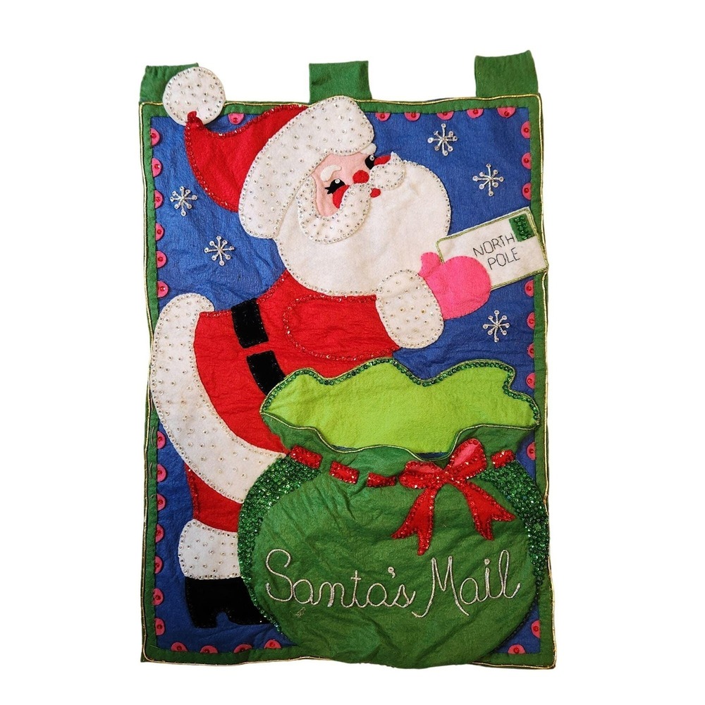 Vintage Completed Bucilla Felt Santa's Mail Large Wall Hanging Handmade